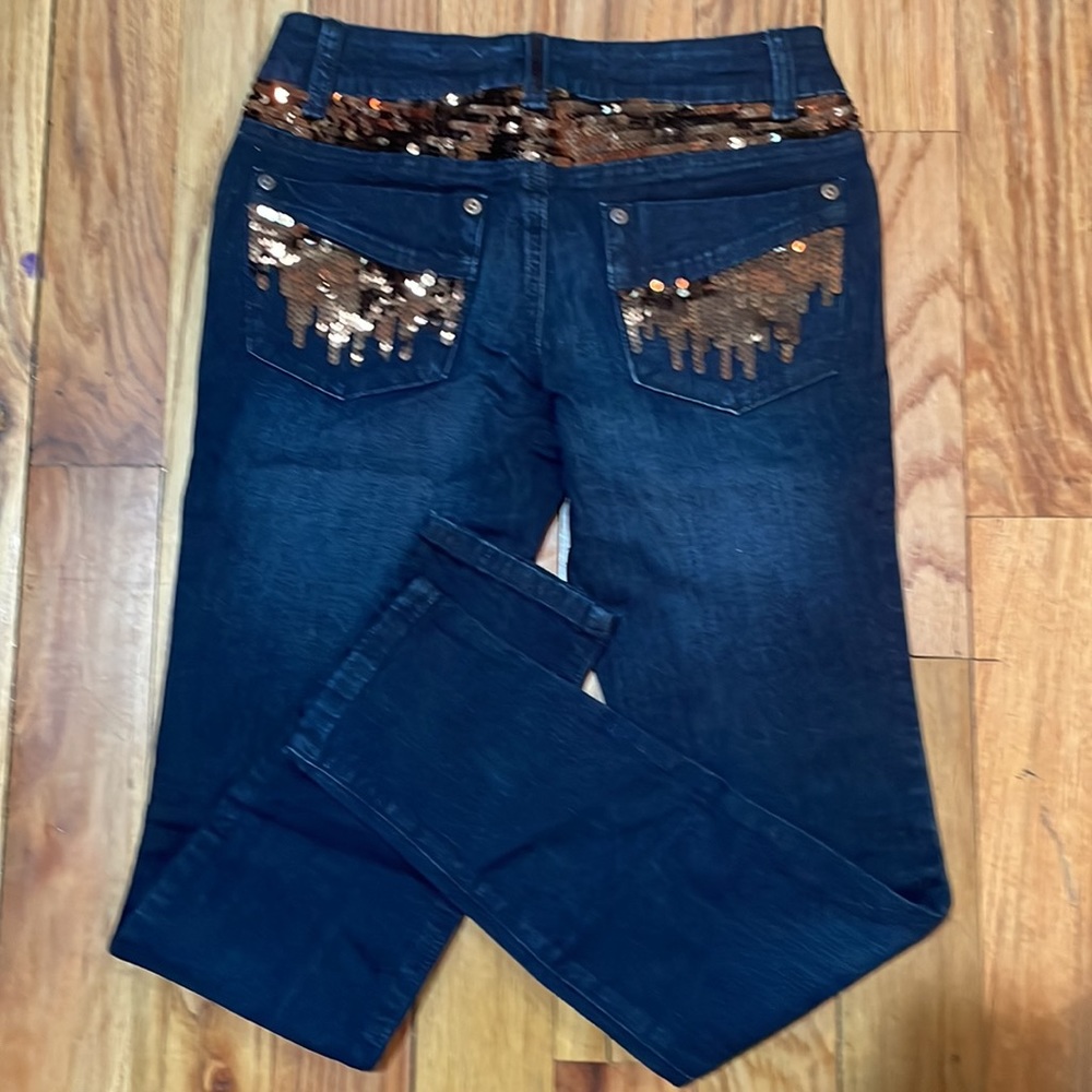 NEW Baby Phat sequin denim jeans skinny sz 5 Y2K